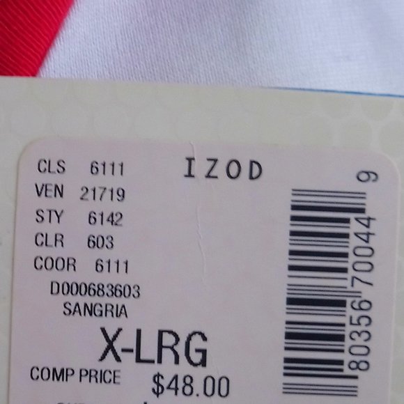 Nwt $48 IZOD White/Red Active-Wear Top Sweater XL - Picture 6 of 7